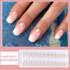 MouyouGlow Short False Nails, Square Nude Pink Ombre White Chrome