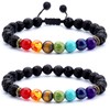 Hamoery Men Women 8mm Lava Rock Chakra Beads Bracelet Set