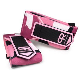 PR Personal Record Elbow Wraps for Weightlifting - Heavy Duty Construction, 25% More Elasticity, Reinforced Stitching, Extra Wide Fastener, Easy to Adjust, (Digital Pink)