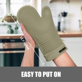 Rorecay Silicone Oven Mitts and Pot Holders Sets: Heat Resistant Silicone Oven Mittens with Mini Oven Gloves Hot Pads Potholders for Kitchen Baking Cooking, Quilted Liner, Martini Olive