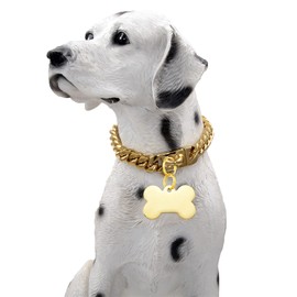 Stainless Steel Dog Collar, Cool Charm Bulldog Jewelry Necklace, Waterproof Rose Gold Black Silver Heavy Duty Curb Cuban Dog Collar