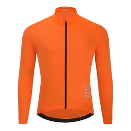 sandbank Men's Basic Cycling Jerseys Long Sleeves Mountain Quick Dry Biking Bicycle Shirt for Men with Back Pockets Orange