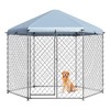 EUNHOO Outdoor Dog Kennel,6.9'L x 6.9'W x 7.5'H Metal Wire
