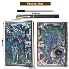 BFWUTKY DND Notebook Dragon Journal With Pen,3D Embossed Leather Notebook 200 Pages Lined Paper Hardcover Vintage Writing Diary Great RPG Lover's Gift For DM's &Players,Men&Women(Colorful).