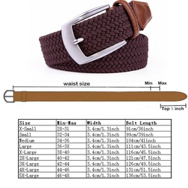Canvas Elastic Fabric Woven Stretch Braided Belts for Men Women Junior with Multicolored/Full Sizes (Brown, S（fits waist 28" - 32"）S)