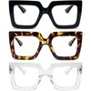 REAVEE 3 Pack Oversized Reading Glasses for Women Large Frame