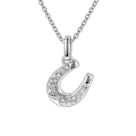 trendor 35824 Children's Necklace with Horseshoe Silver 925, Sterling Silver Cubic Zirconia, Cubic Zirconia