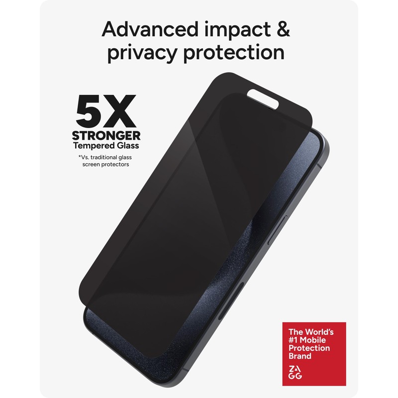 ZAGG Glass Elite Privacy iPhone 15 Pro Max Screen Protector