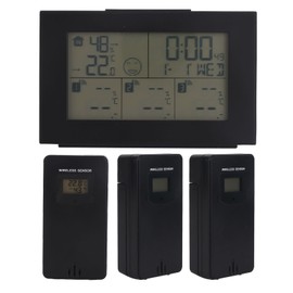 Weather Clock 3 Channel Indoor Outdoor Thermometer Wireless Temperature and Humidity Monitor Weather Forecast Clock