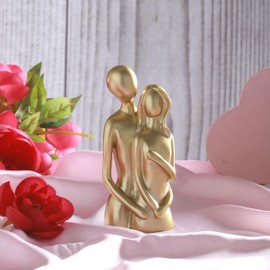 TIED RIBBONS 5" Couple Statue | Resin, Golden | Abstract Lover Statue for Shelf Decor, Office, Table, Living Room, Desk | Romantic Gifts for Valentines Day Gifts, Anniversary, Birthday, Couple Gifts