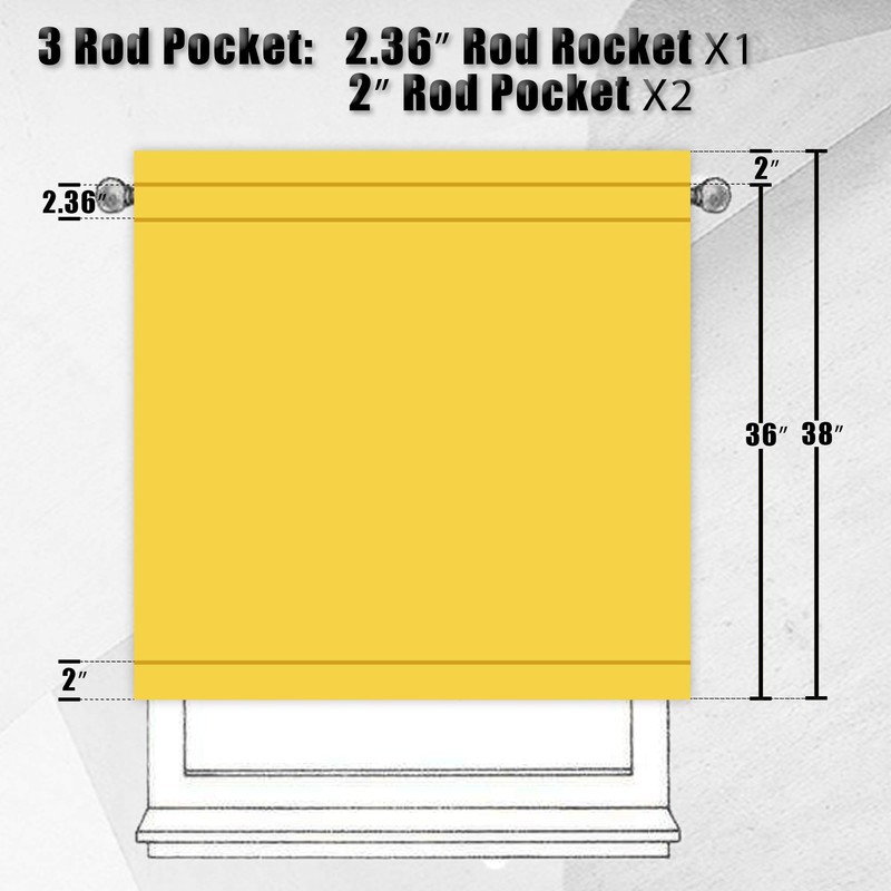 Yellow Short Sheer Kitchen Curtains 36 inch Length Tier Curtains