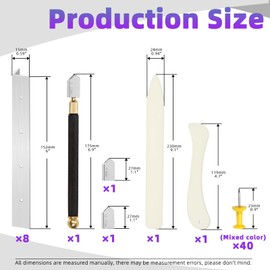Swpeet 55Pcs 6 Inch Layout Block System with Glass Running Breaking Pliers and Glass Cutter Assortment Kit, Platic FID, Oil Dripper, Push Pins, Screwdriver for Stained Glass Cutting Supplies