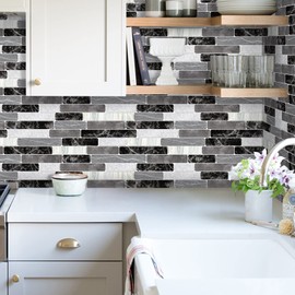 WENMER Peel and Stick Backsplash Wallpaper, Waterproof, Self Adhesive Removable Wallpaper for Kitchen Bathroom Backsplash, Tile Contact Paper for Countertop, 17.7"x 118"