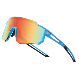 DUCO DK310 Polarised Youth Sports Cycling Shade Lightweight Frame UV400 Child Boys Girls Baseball Sunglasses, Blue Frame Pink Black Temple Revo Orange Lens