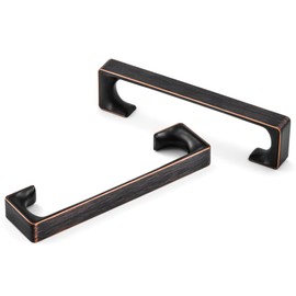 HESTIA HARDWARE 10 Pack | Oil Rubbed Bronze Solid Square Kitchen Cabinet Pulls Flat Drawer Pulls Dresser Pull Furniture Hardware 5 Inch 128mm (Z11.10.O)