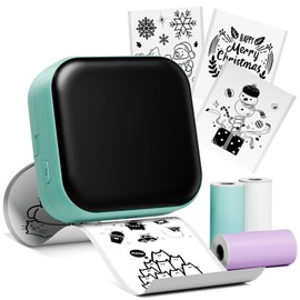 Omezizy Mini Printer, M02X Mini Thermarote Sticker Printer for 53MM, Bluetooth Thermanote Pocket Printer for Bullet Journal, Study Notes, Lists, Photos for Android and iOS - Green