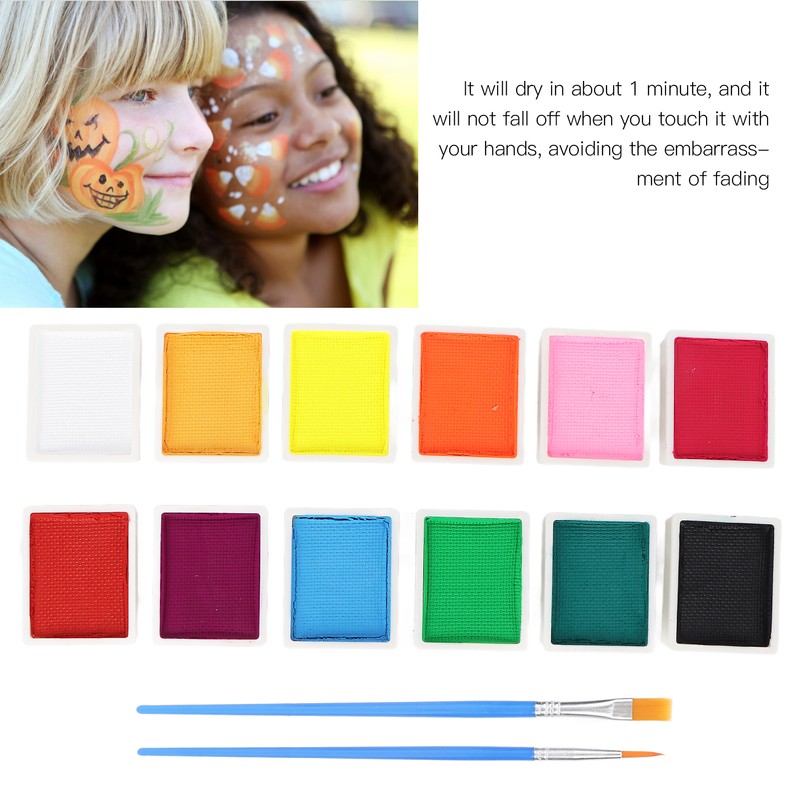 Face Paint Kit Cosmetic Grade 12 Colors Quick Drying Easy