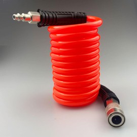 Darnassus Polyurethane Recoil Air Hose, Air Compressor Hose with 1/4" Swivel Fittings, for Industrial, Household, Garage, Station (10 FT, Red)