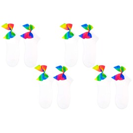 Sock House Co. Athletic Bow Lowcut Socks (4 Pair Pack) - Fits Ladies Shoe Size 4-10 (Rainbow)