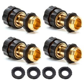 PLG 3/4" Garden Hose Quick Connect for Hose Nozzle Male and Female Hose Quick Connector Fitting 4 Set