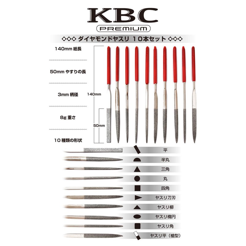 KBC Premium Diamond File Set of 10 / Storage Case