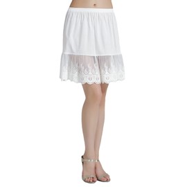 BEAUTELICATE 100% Cotton Half Slip Skirt Extender with Lace Trim Vintage Underskirt
