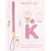 Pink Bling Initial Keychain for Women Girls,Sparkly K Letter Key