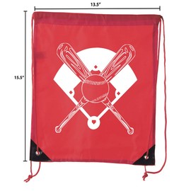 Mato & Hash Boys Drawstring Backpack Baseball Bags 1-10 Pack Bulk Options Red CA2500Baseball S1