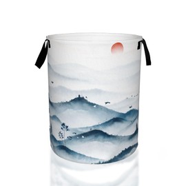 Mountain and Forest Landscape Painting Laundry Basket,Waterproof Foldable Laundry Hamper,Dirty Clothes Laundry Basket, Linen Bin Storage Organizer for Toy Collection 16" x 20"