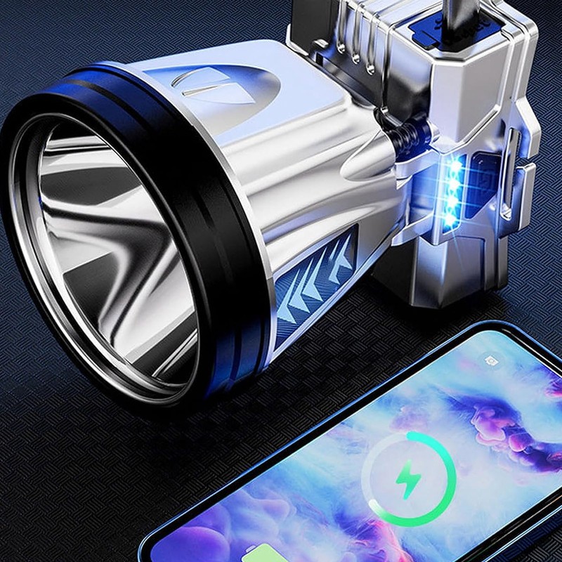 Super Bright Headlamp 90000lm Silver Rechargeable 1600mAh Battery Adjustable Headband