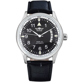 MASTOP Fashion Men's Sport Day Date Black Leather Automatic Self Winding Watch (All Black)