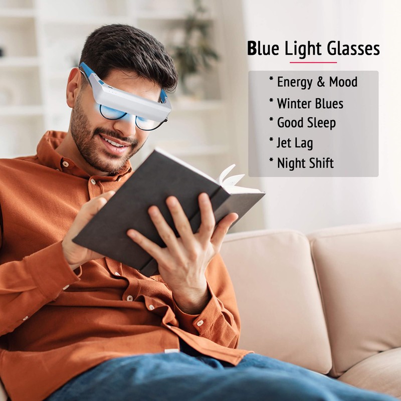 Light Therapy Glasses, Blue + Red Light Therapy, Blue Light