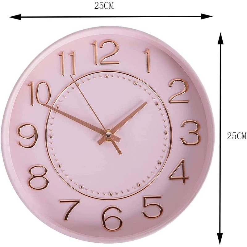 HZDHCLH Radio Clock Quiet, Wall Clock Diameter 9.8 inches (25