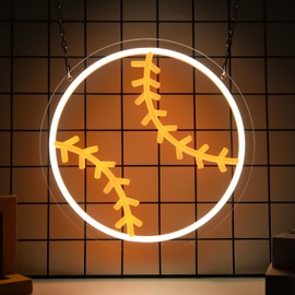 Baseball Neon Sign, Cool Dimmable Neon Lights USB Powered for Man Cave Bedroom Party Garage College Club Wall Decor, Baseball Gift for Men Teen Boy Fans Birthday