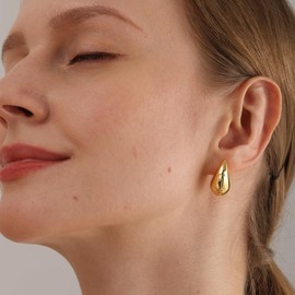 PRETOLE Gold Teardrop Earrings for Women, 14K Gold Plated Thick Waterdrop Earrings Trendy Lightweight Hypoallergenic Gold TearDrop Earrings for Women Chunky Gold Earrings Gold Drop Earrings for Women