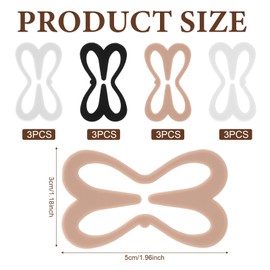 BOHUIZ Bra Strap Holder Clips for Racerback, 12 Pieces Bra Clips to Make Racerback, Non-Slip Bra Strap Holders for Sliding, Adjustable Bra Strap Clips for Racerback, Black, beige, white, clear