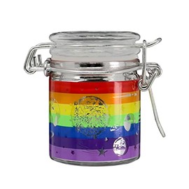 Ted Miller Innovation Airtight Glass Mini 2.5'' tall Storage Jar with Clamping Lid (Rainbow Space), SJM44, Silver