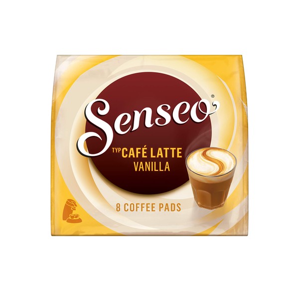 Senseo Latte Vanilla Coffee Pods, 8 Count (Pack of 10) - Single Serve Coffee Pods Bulk Pack for Senseo Coffee Machine - Compostable Coffee Pods for Hot or Iced Coffee