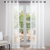 Topfinel Voile Sheer Curtains Linen Structure with Eyelets Translucent Plain
