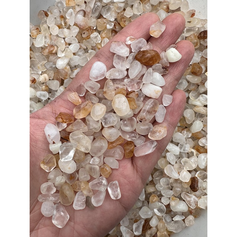 0.5 Pound Natural Semi Tumbled Gemstone Chips, Crushed Mini Crystals,