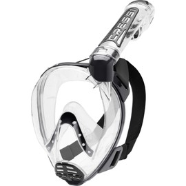 Cressi Duke Full Face Snorkel Dry Mask - Available in Standard Version or with Action Cam Holder, Adult Unisex,Clear/Black,M/L