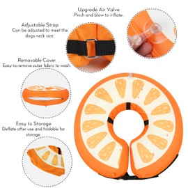 Dog Cone Collar for Small Medium Large Dogs for After Surgery, Pet Inflatable Neck Donut Collar Soft Protective Recovery Cone for Dogs and Cats - Alternative E Collar Does not Block Vision Orange,M