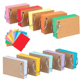 Agoer Flash Cards A8, 800 PCS Revision Cards, 2.9 X 2 in Record Cards with 10 Binder Ring, 10 Colours Index Cards with 20 Kaft Cover, for Revision, Studying, Presentation, Teacher, Student