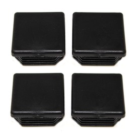 Universal Plastic 1-1/2 inch Black Square Tubing Cap, Finishing Plug, Pipe Tubing End Cap, Durable Chair Glide (4)