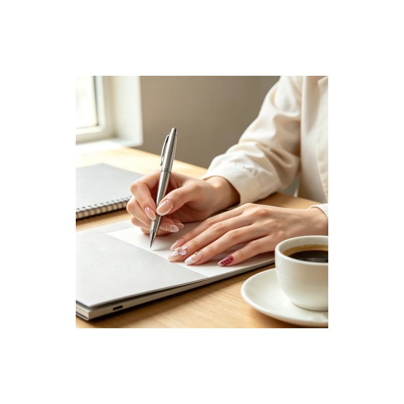 Uñas postizas medianas almendradas - Punta francesa blanca con flores