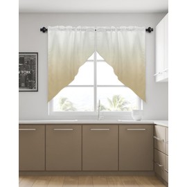 Swag Curtain Valances Retro Yellow Ombre Swag Valances for Kitchen Windows Gradient Gradual Color Short Topper Curtains Tier Pair for Kitchen Bedroom Living Room Bathroom Cafe 28"x36"
