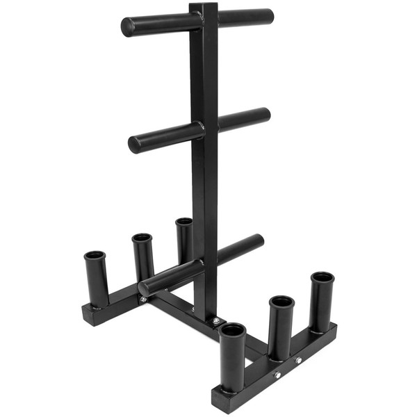Olympic 2-inch Weight Plate Tree Rack with 6 Barbell Holders - Holds Up to 800 lbs. of Olympic Weight Plates – Workout & Lifting Equipment for Professional & Home Gym Use - Assembly Required