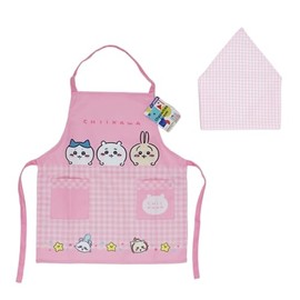 Noso-Tora City Store Chiikawa Children's Apron, Triangle Width Set, 43.3 inches (110 cm), Rabbit, Can Be Worn Alone, Cute, Pink, Checkered Triangle, Nursery School, Kindergarten, Entrance, Pink