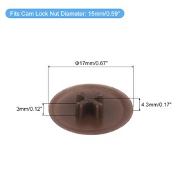 sourcing map 100PCS Screw Cap Covers, 17mm Waterproof Plastic Screw Decorative Caps for Phillips Cam Lock Nuts Self-Tapping Screws, Dark Coffee