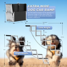 Dog Stairs for Large Dogs - 6 Step Foldable Dog Ramp for Car 43In Non-Slip Surface Support up to 230lbs - Suitable for SUV Truck Designed Specifically for Disabled Dogs